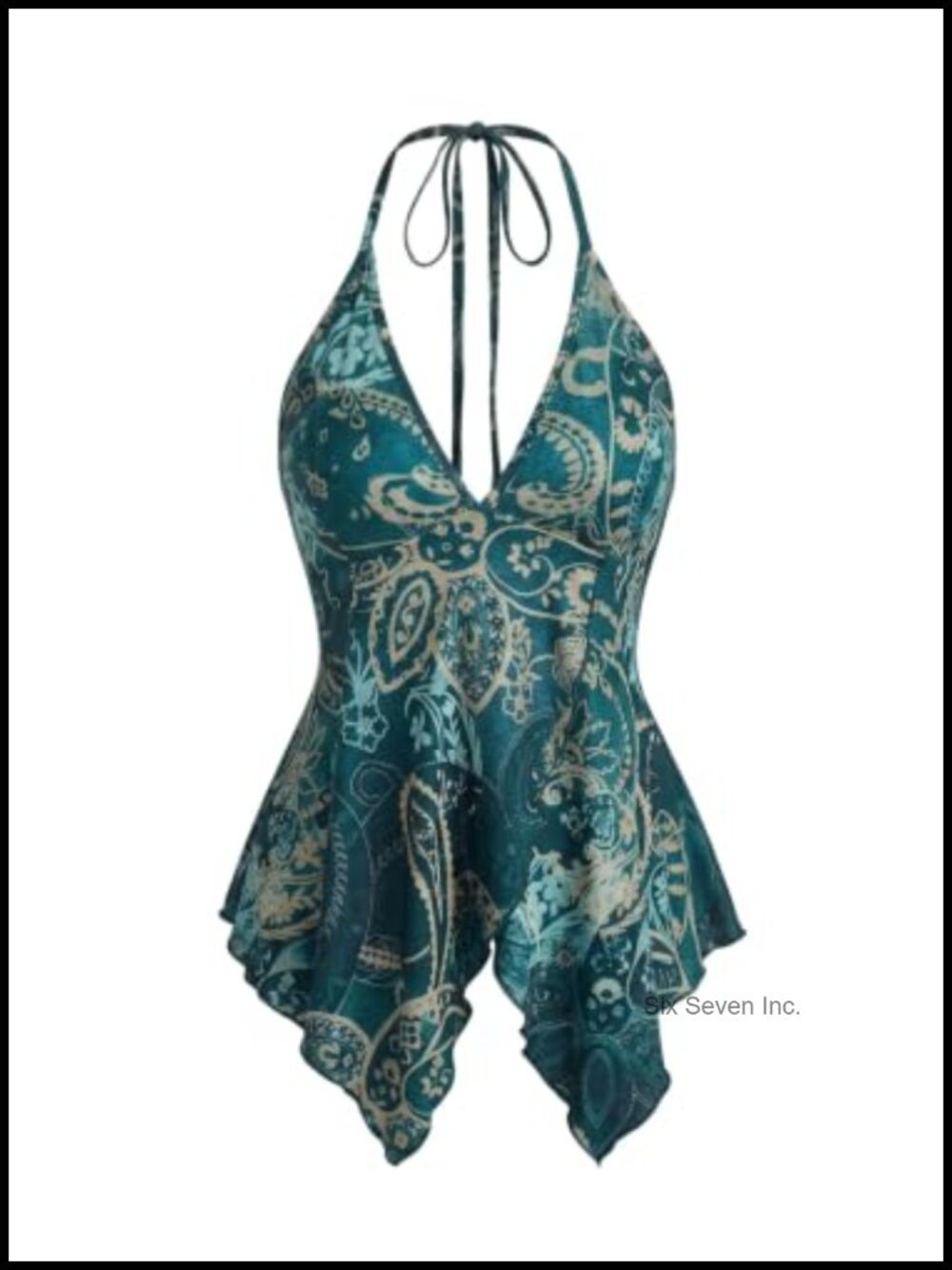 Zebra Print Halter Top V Neck Peplum Ruffle Hem Going Out Cami